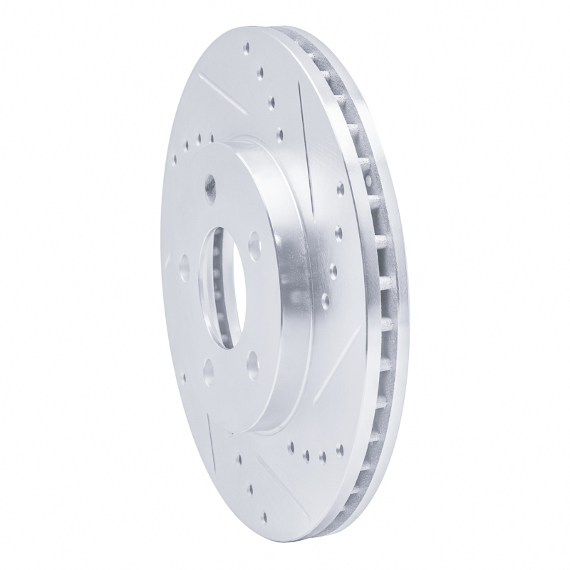 Chrysler Neon Brake Rotor (1) - Front Right - R1 Concepts - Drilled & Slotted - Silver - `00-`05